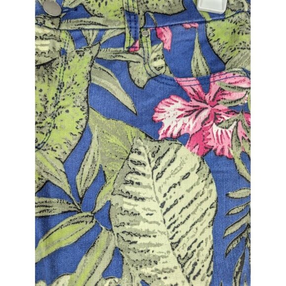 Chico's Girlfriend jeans Size 0  Ankle 32x26 Hawaiian Tropical Floral Stretch Re - Picture 3 of 6